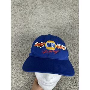 Vintage NAPA Racing Hat Cap Snap Back Mens Blue NASCAR Racing Auto Club 500 90s